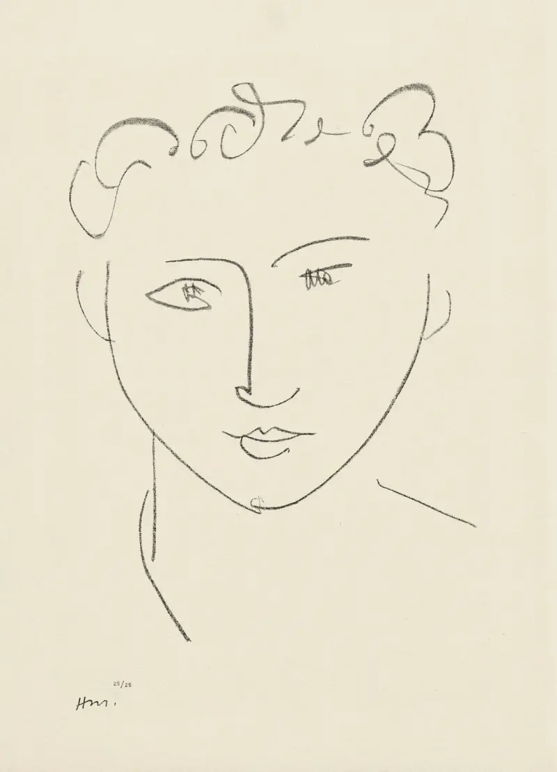 Ung kvinnlig student – studieserie för ’Echos’, 1952 – nr 3 av Henri Matisse