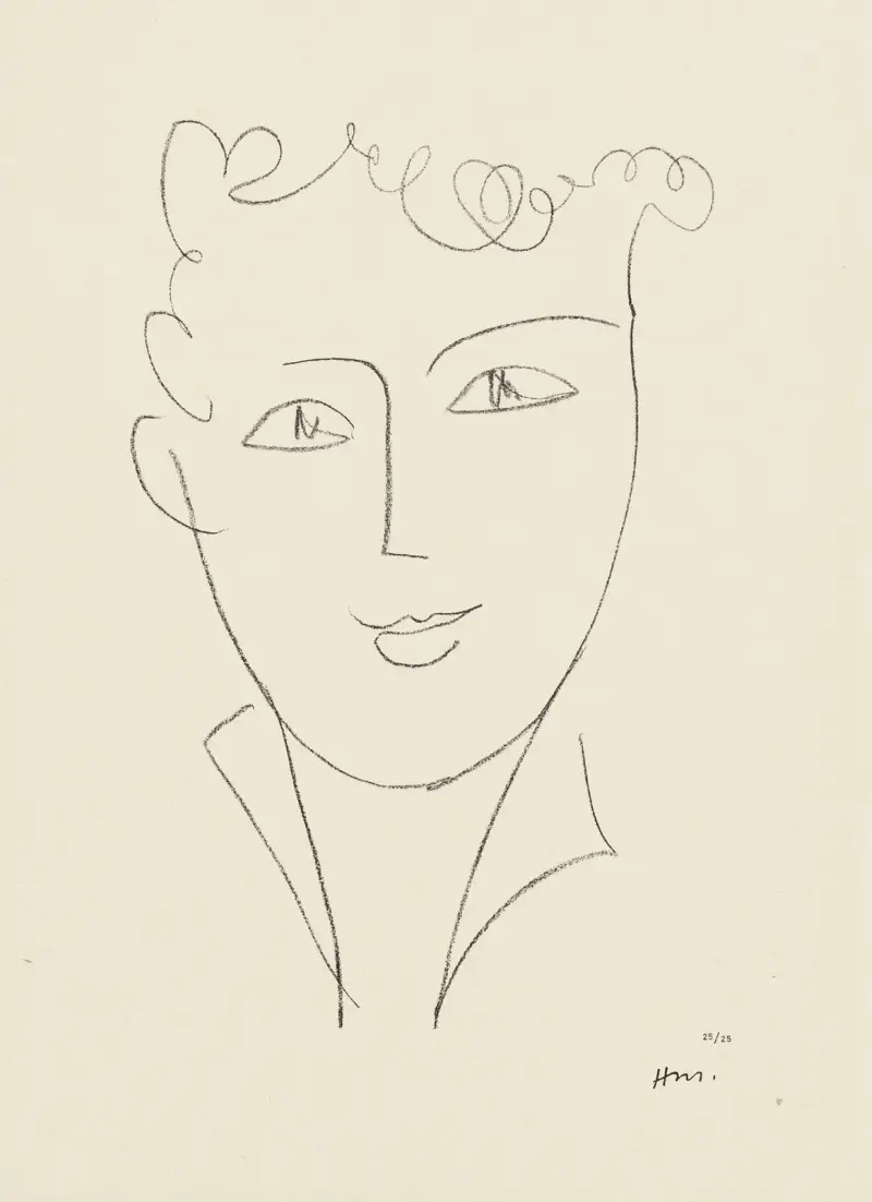 Ung kvinnlig student – studiesvit för ’Echos’, 1952 – nr 4 av Henri Matisse