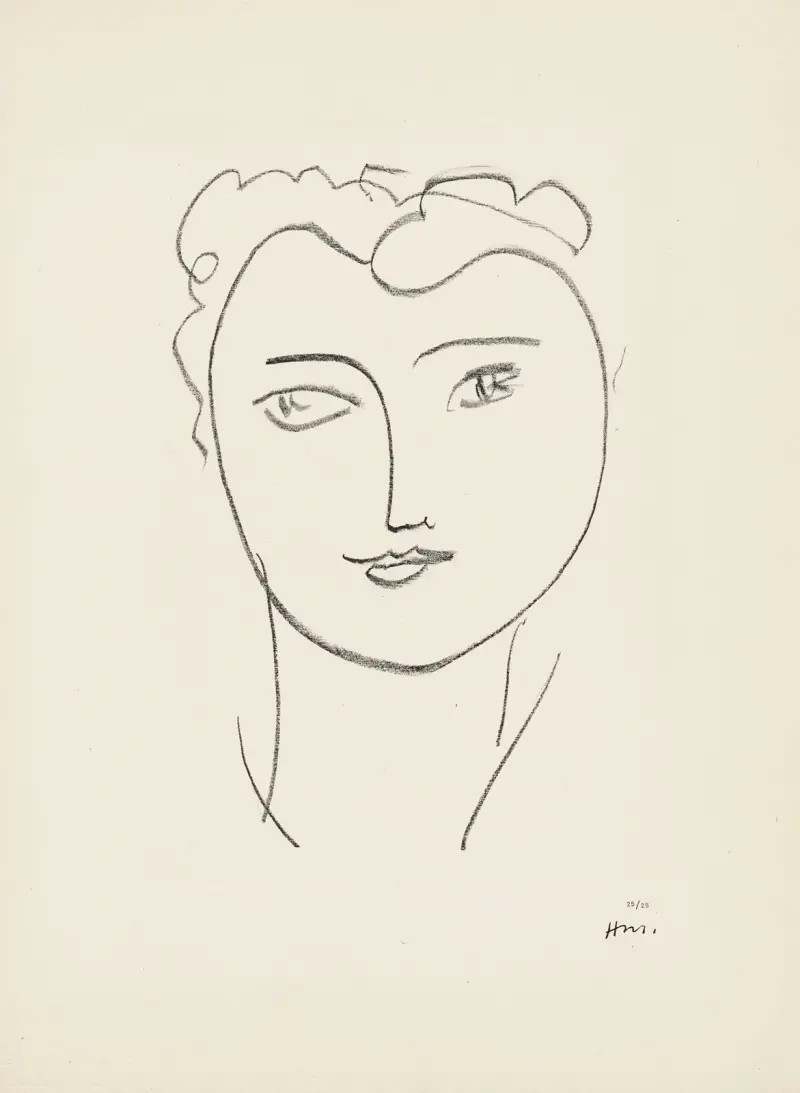 Jeune étudiante – suite d’études pour ‘Echos’, 1952 – nr 1 av Henri Matisse