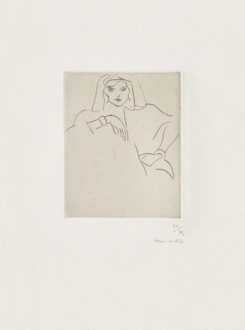 Ung kvinna med slöja, stödd på armbågen av Henri Matisse