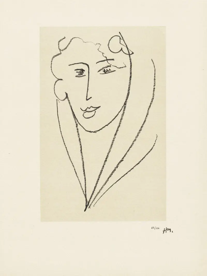 Ung kvinna med sjal – studieserie för ’Echos’, 1952 – nr 5 av Henri Matisse