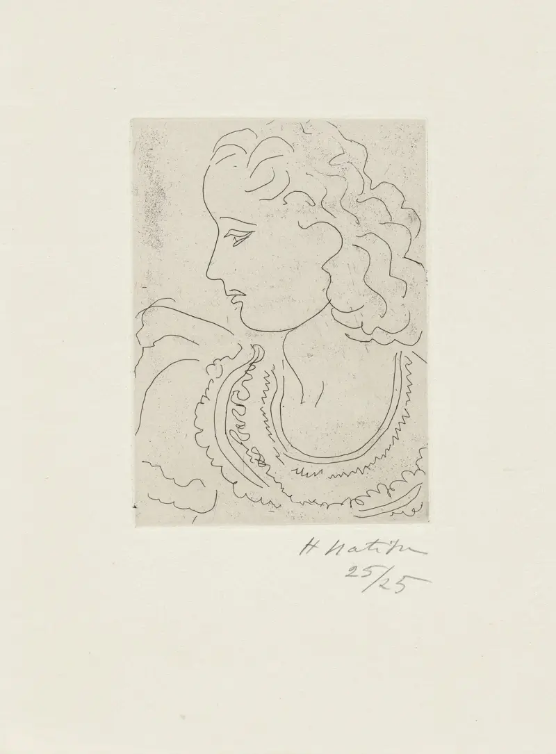 Ung kvinna i profil, spetsblus av Henri Matisse