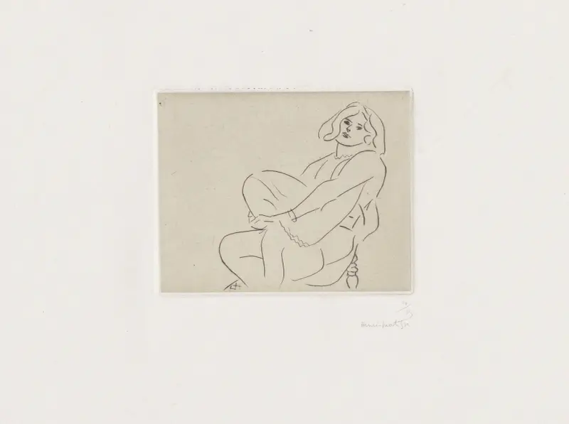 Ung kvinna som håller om sitt vänstra knä av Henri Matisse