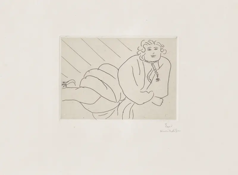 Ung kvinna, morgonrockens snodd som halsband av Henri Matisse