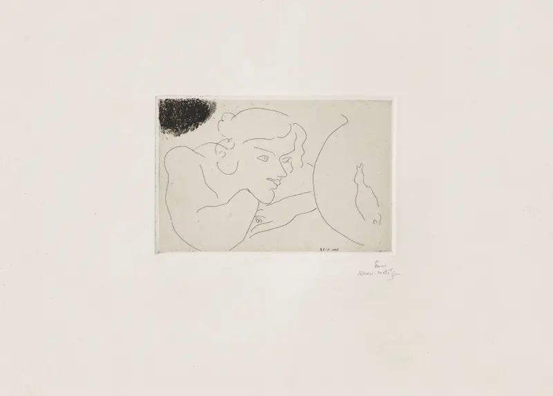 Jeune femme observant les évolutions d’un poisson av Henri Matisse