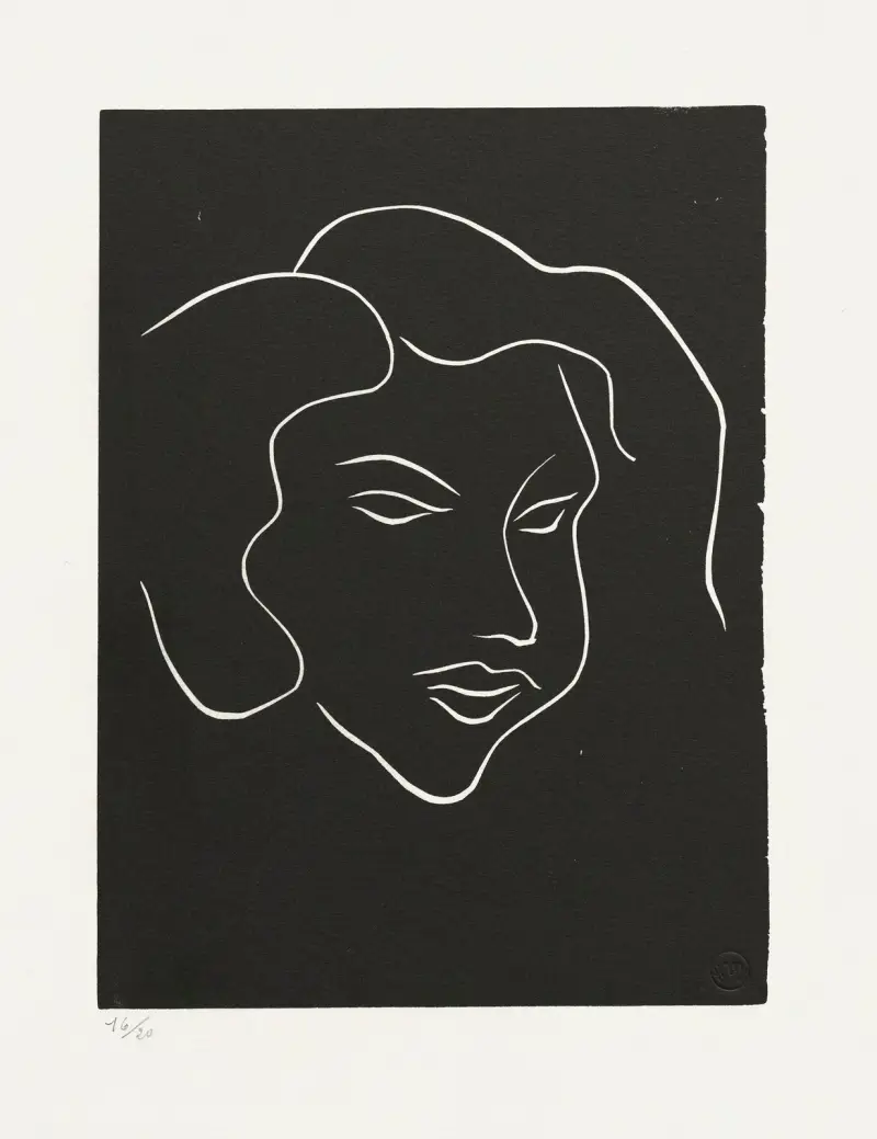 Ung kvinna, ansikte i trekvartsprofil, 1941 av Henri Matisse
