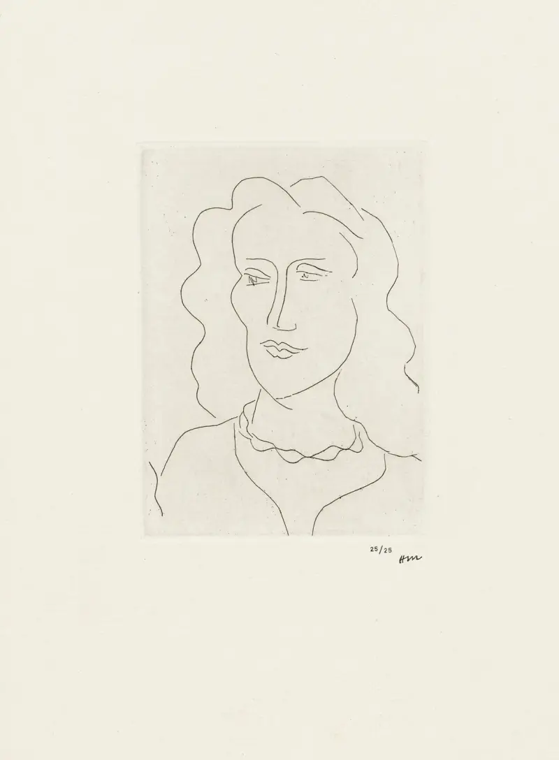 Ung kvinna, ansikte i trekvartsprofil, 1946 av Henri Matisse