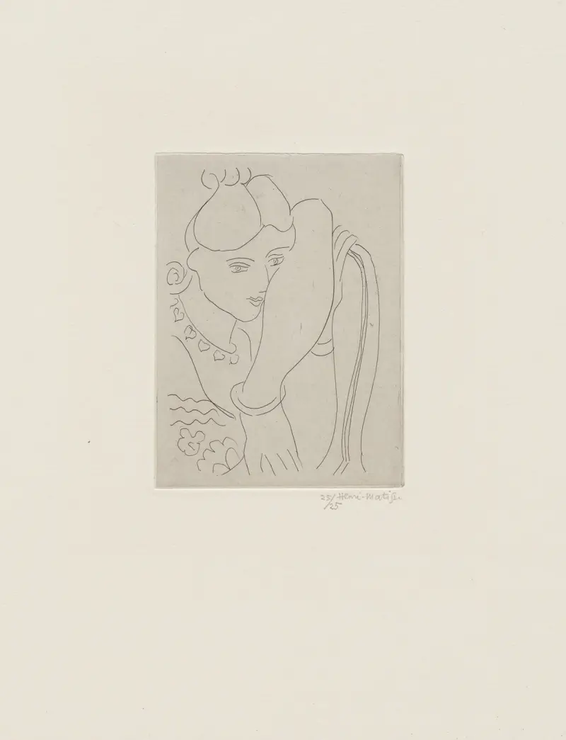 Ung flicka stödd mot en stolsrygg av Henri Matisse