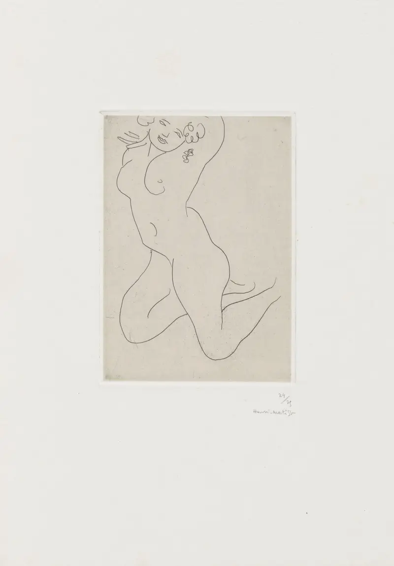 Akt på knä, armarna bakom huvudet av Henri Matisse