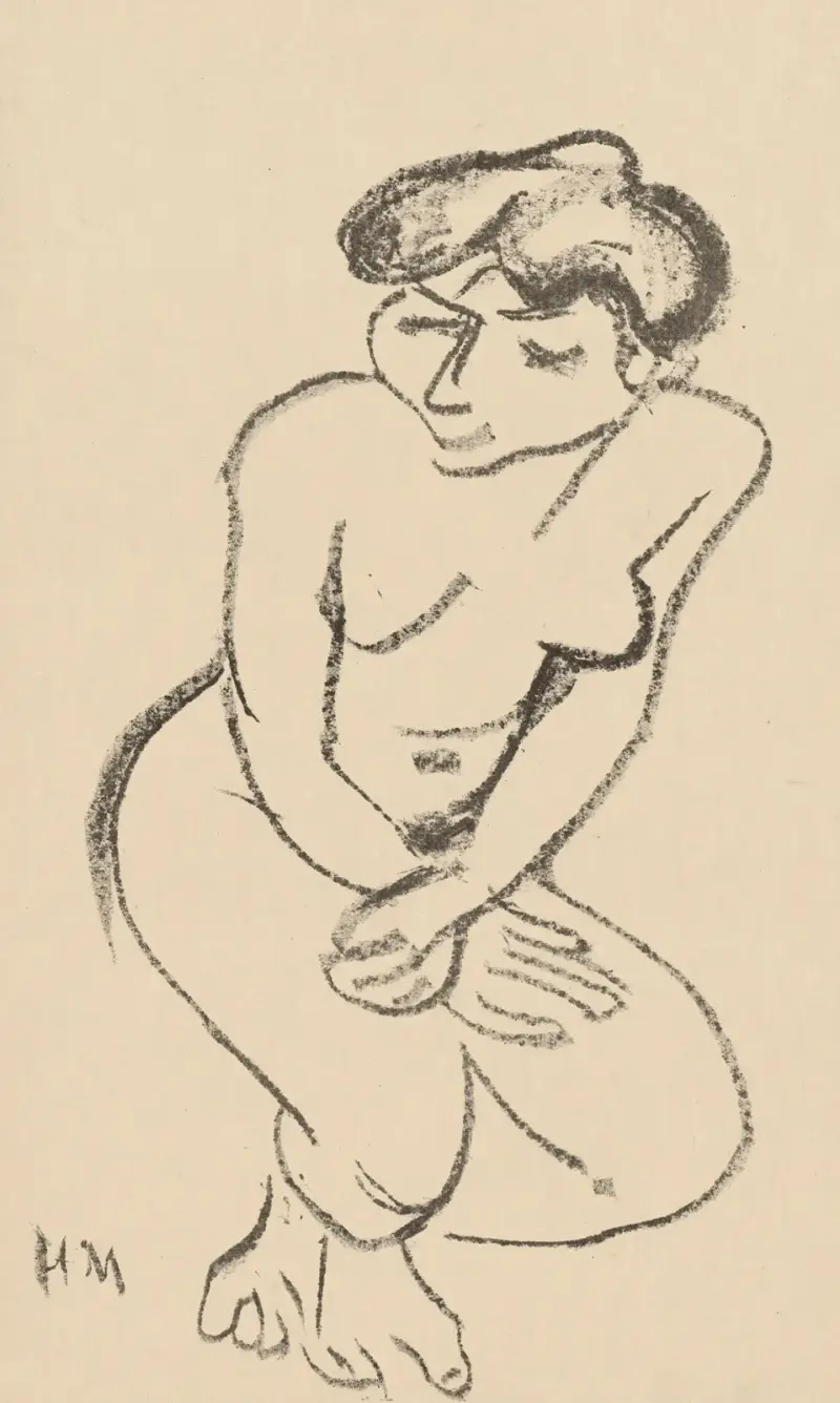 Hukande naken med nedslagna ögon av Henri Matisse