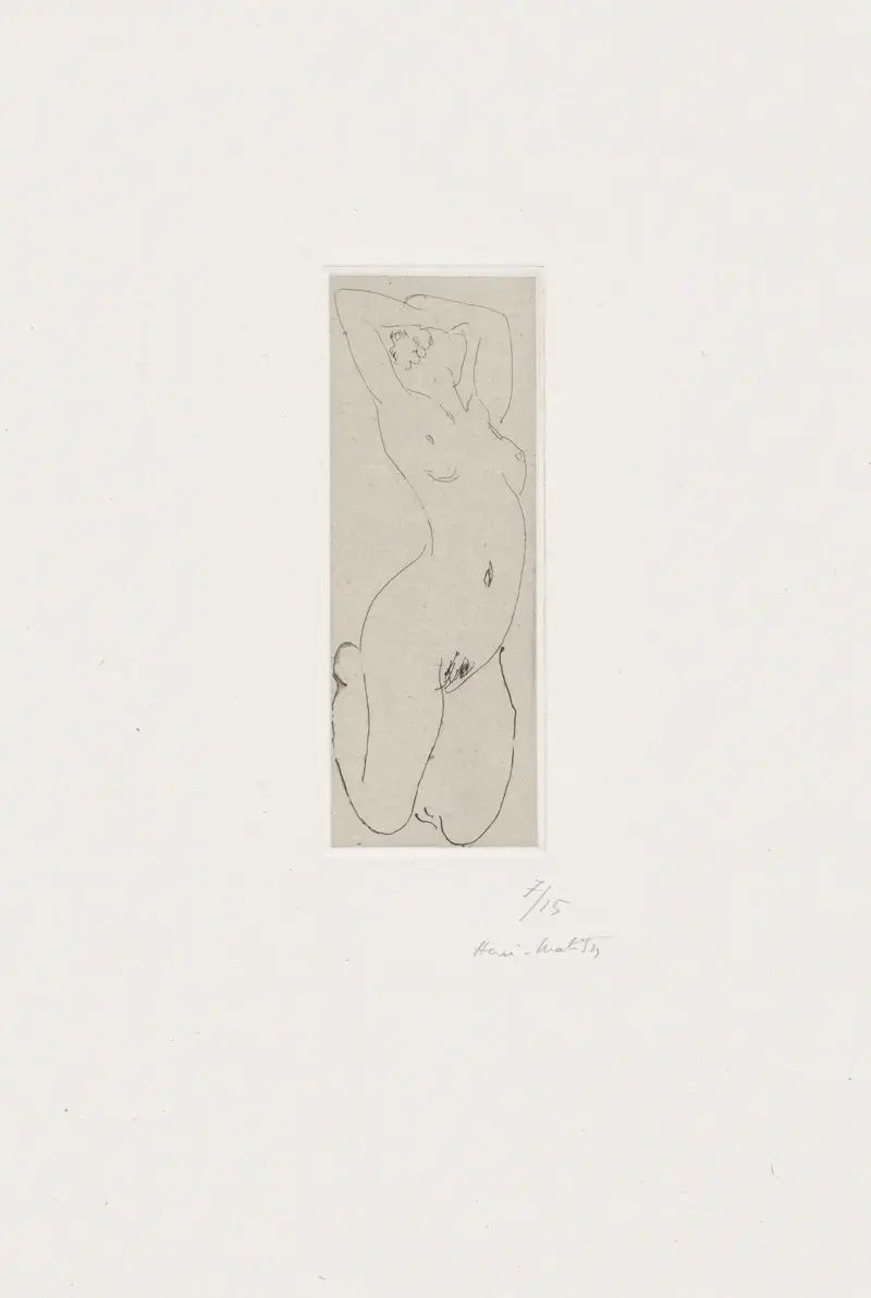 Naken knäböjd och välvd av Henri Matisse