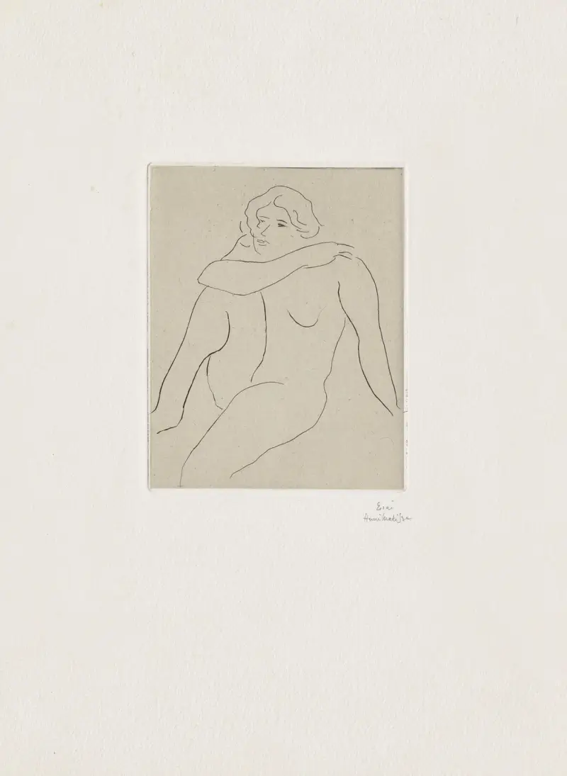 Sittande naken, höger arm vilande på vänster axel av Henri Matisse