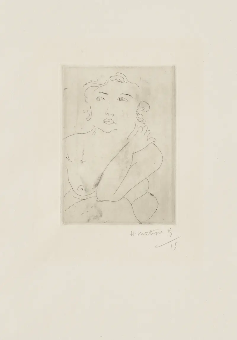 Sittande naken, vänster arm böjd mot nacken av Henri Matisse