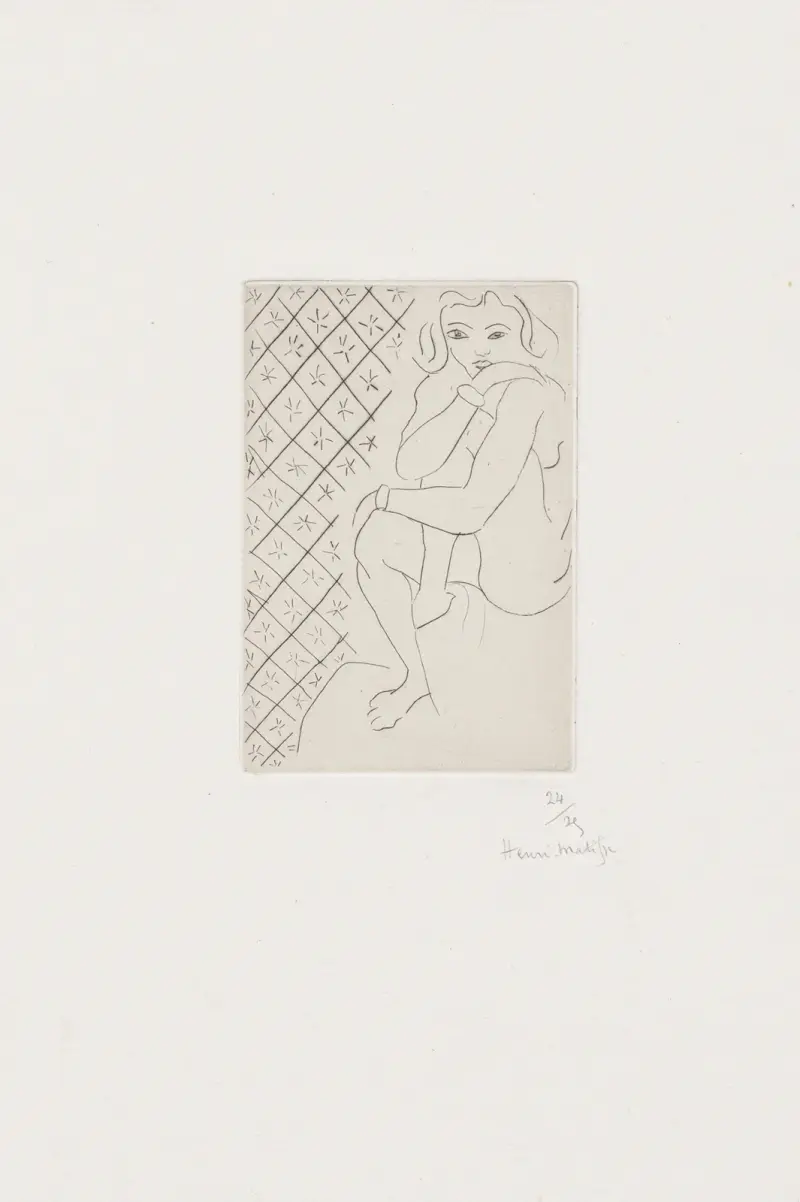 Nu assis, fond de carreaux étoilés av Henri Matisse