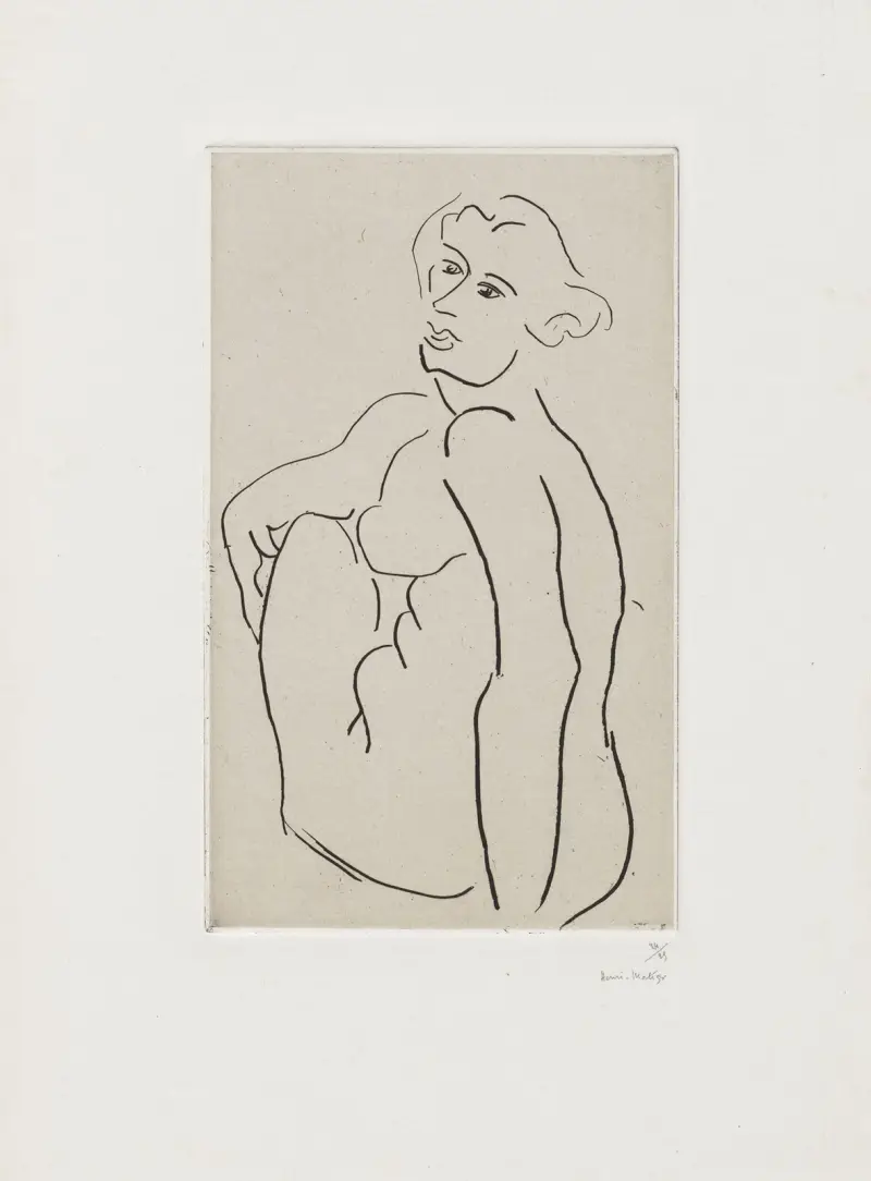 Sittande naken, ryggen i trekvartsvy av Henri Matisse