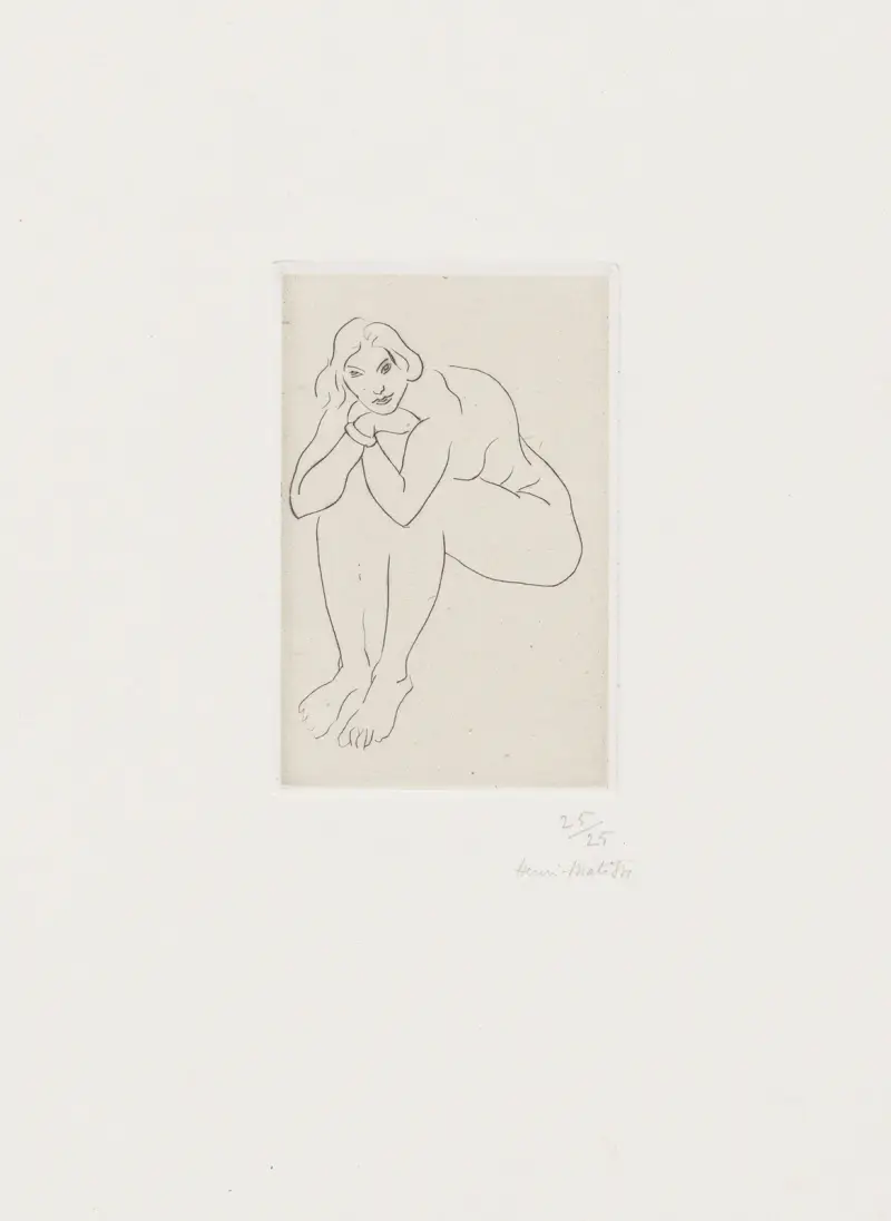 Sitzender Akt, den Oberkörper auf die Knie gestützt von Henri Matisse