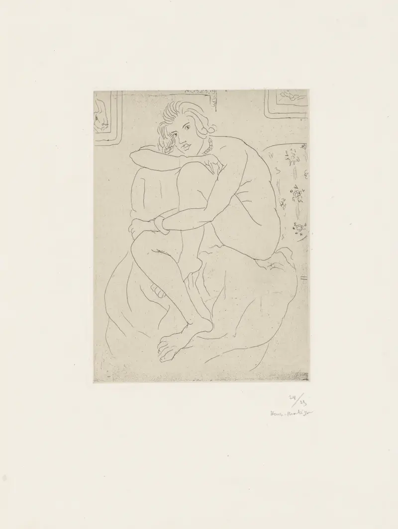 Sittande naken med händerna på knäna av Henri Matisse