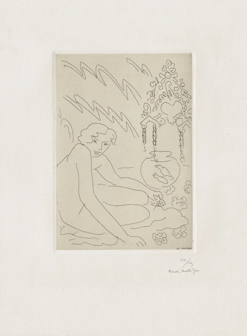 Akt med marockansk spegel av Henri Matisse