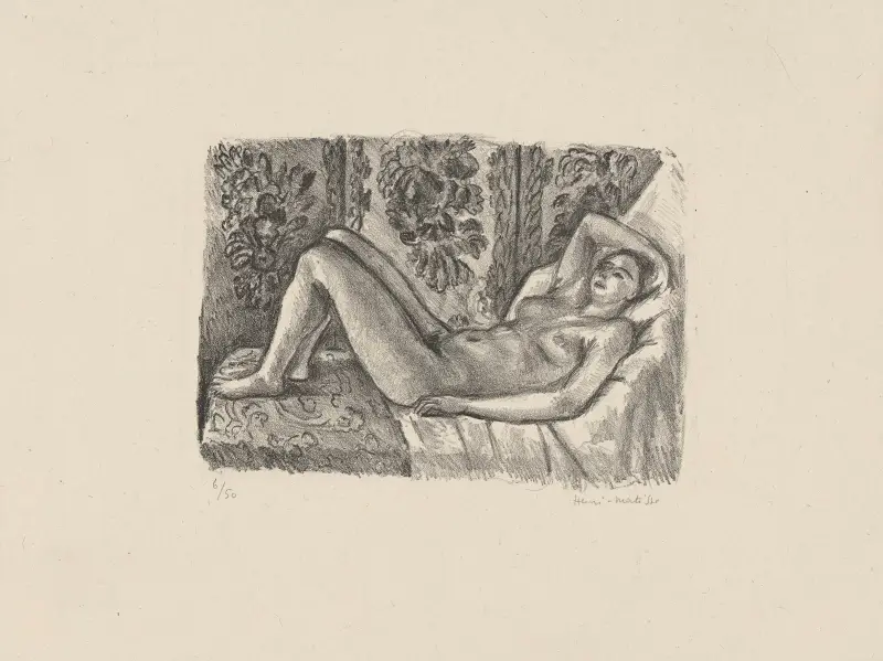 Liegender Akt vor dem Wandschirm Louis XIV von Henri Matisse