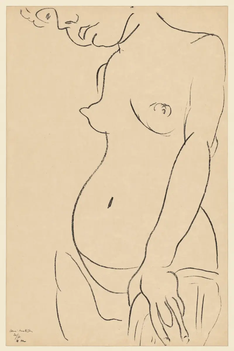 Naken i trekvartsvy, en del av huvudet avskuret av Henri Matisse