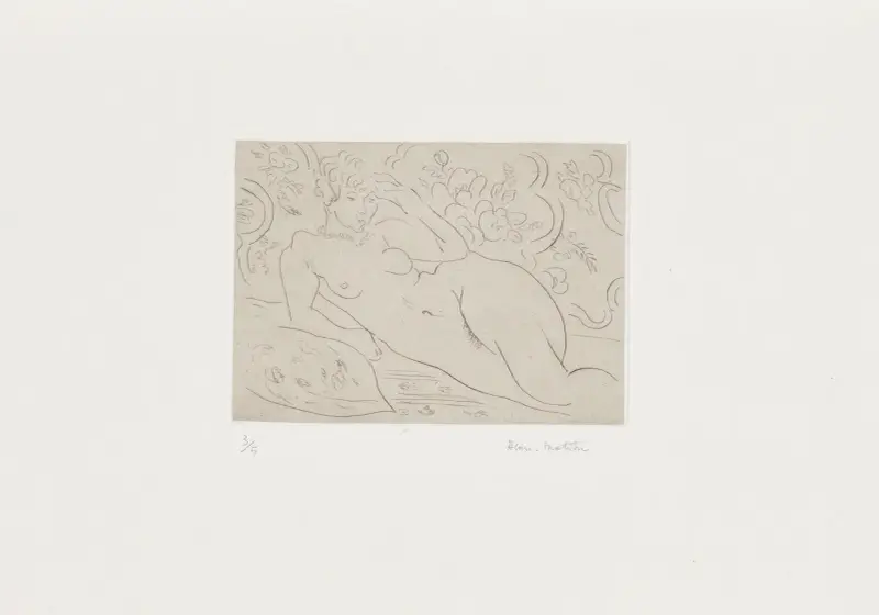 Nu, intérieur fleuri av Henri Matisse