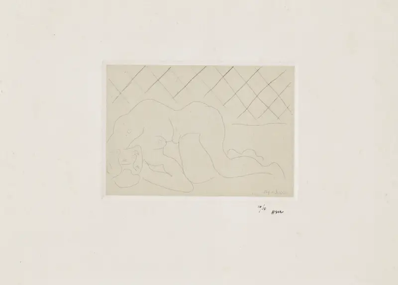 Zurückgelehnter Akt, karierter Hintergrund von Henri Matisse