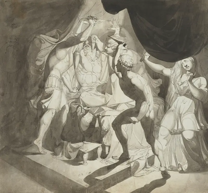 En gammal man mördad av tre yngre män av Henry Fuseli
