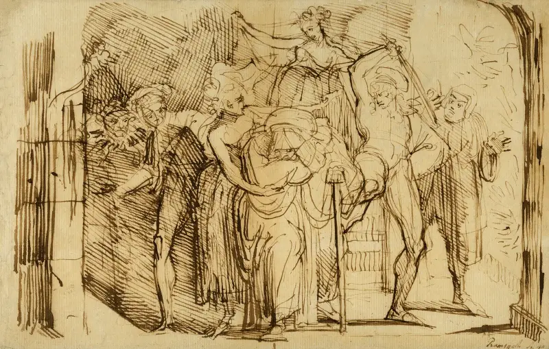 De muntra fruarna i Windsor, akt IV, scen 2: Ford bannar Falstaff av Henry Fuseli