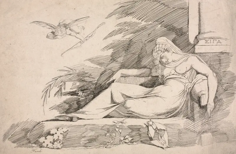 Sovande kvinna med amorin av Henry Fuseli