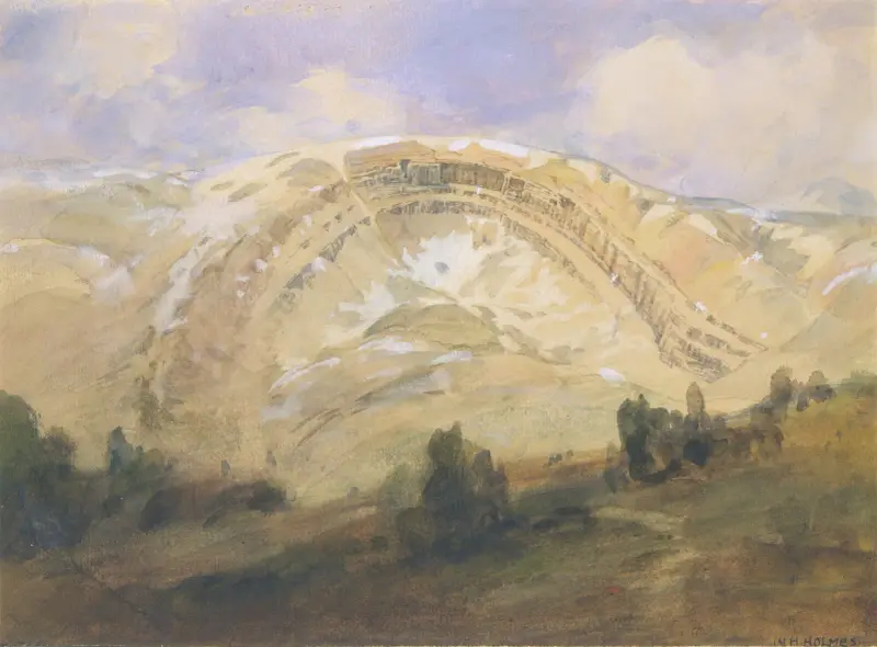 Vrásněné vrstvy, velký geologický oblouk, Colorado, William Henry Holmes