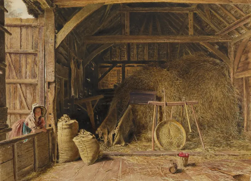 Interior of a Barn av William Henry Hunt