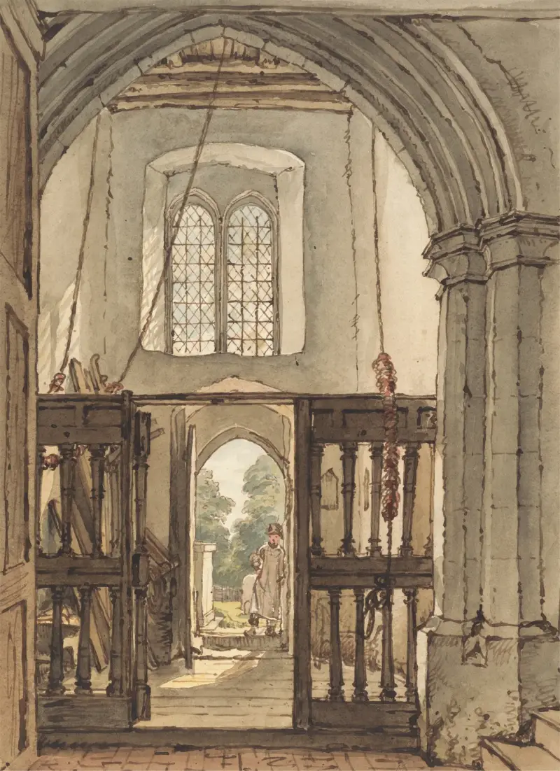 Interiör från klocktornet, Bushey kyrka av William Henry Hunt