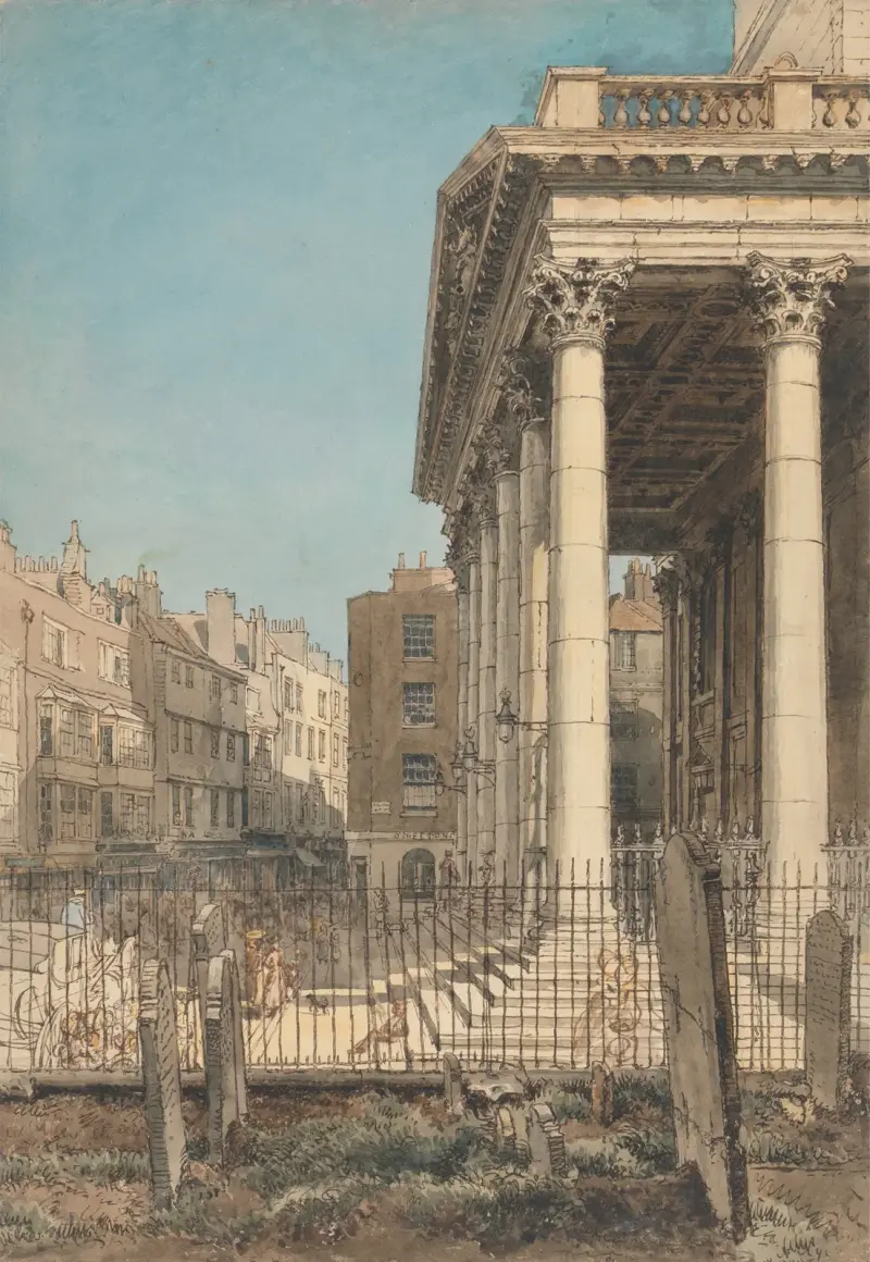 The Portico of St. Martin-in-the-Fields av William Henry Hunt