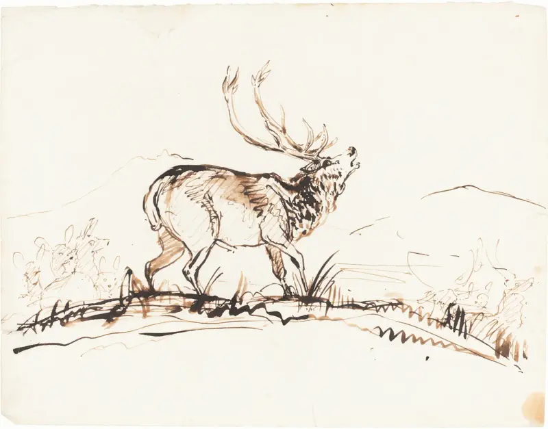 A Bellowing Stag (probably 1840-1850) av Sir Edwin Henry Landseer
