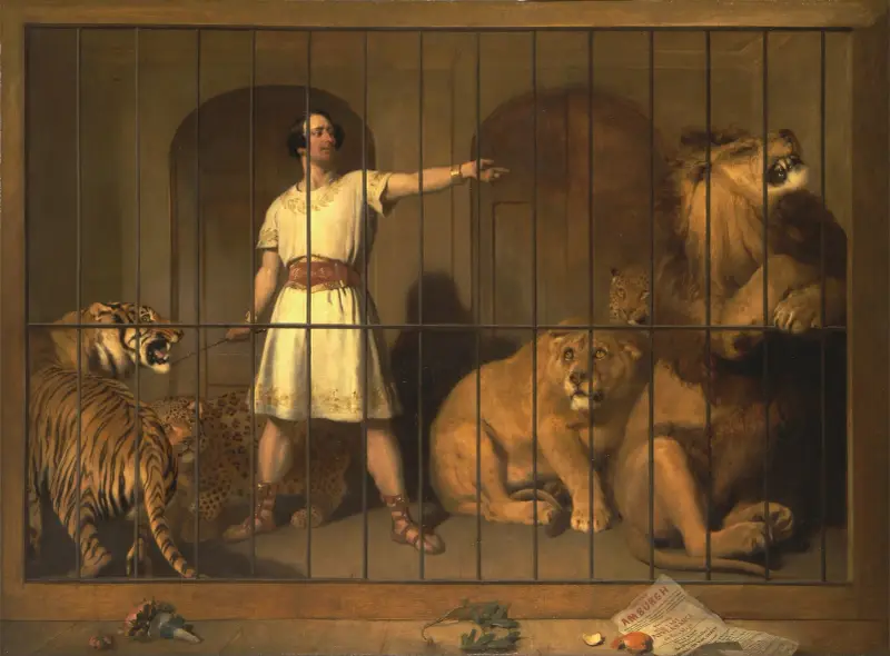 Porträtt av herr Van Amburgh, så som han framträdde med sina djur på Londons teatrar av Sir Edwin Henry Landseer