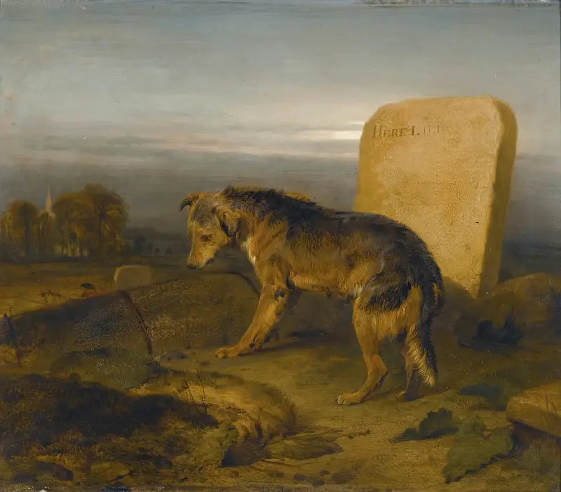 The Poor Dog (The Shepherd’s Grave) av Sir Edwin Henry Landseer