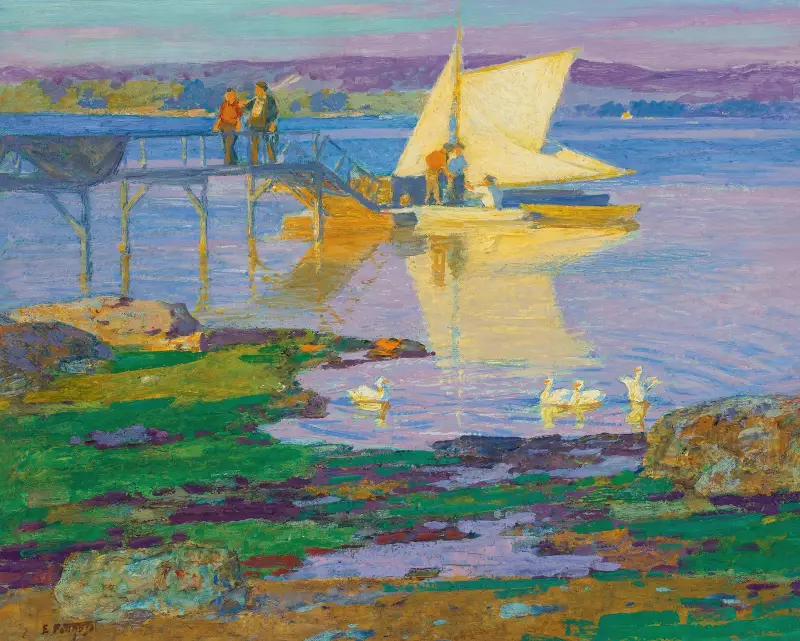 Loď u mola, Edward Henry Potthast