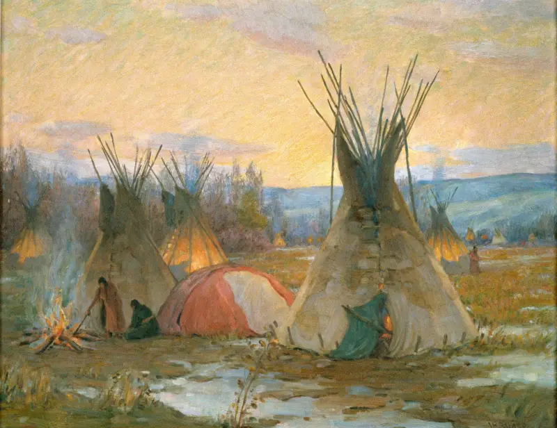 Przygotowania do łaźni leczniczej, Joseph Henry Sharp