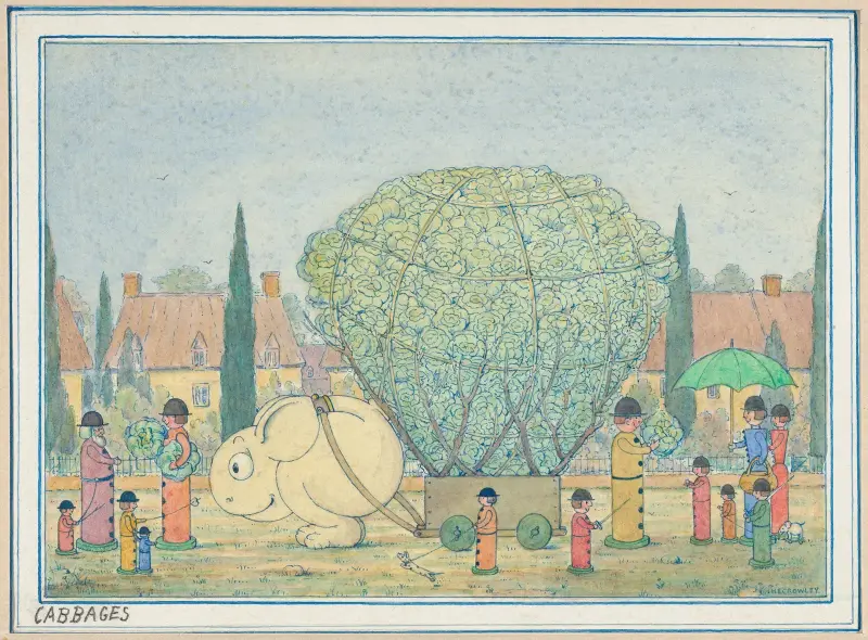 Cabbages, a ‘Wiggle Much’ design av Herbert Crowley