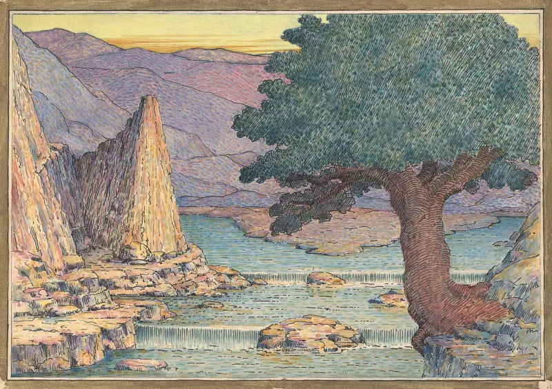 River Landscape with Rapids av Herbert Crowley