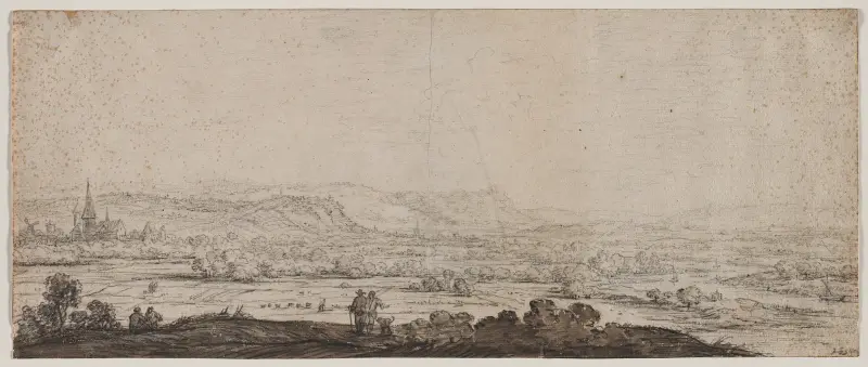 Landskap med byn Schenkenschanz, Gelderland av Herman Saftleven