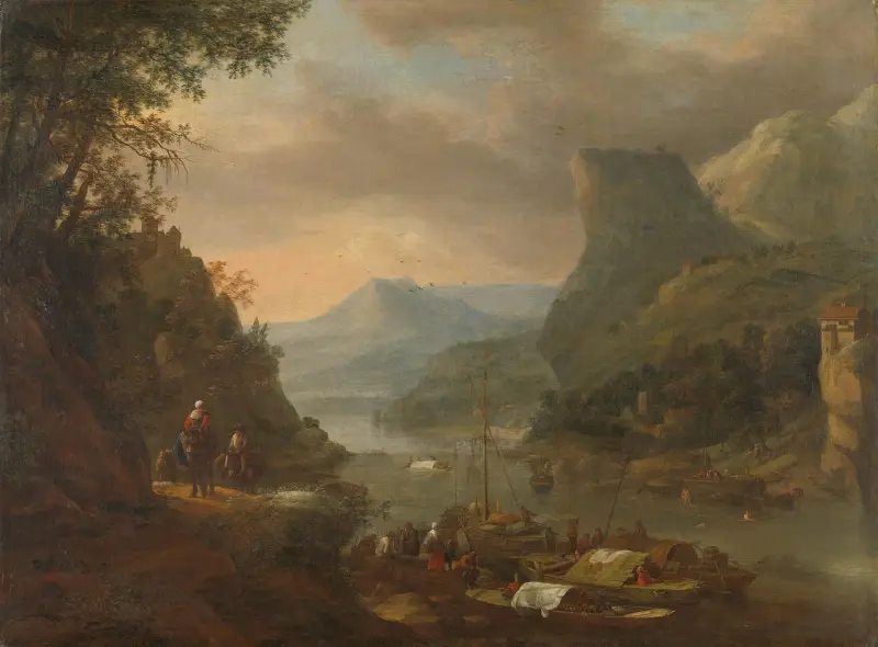 River view in a mountainous region av Herman Saftleven