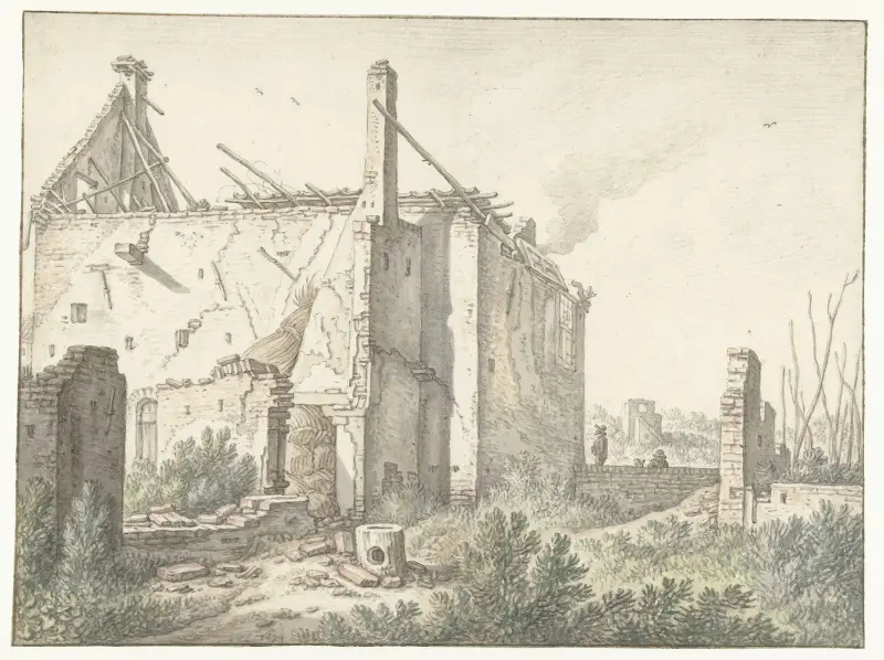 Ruïne van een huis in Utrecht av Herman Saftleven