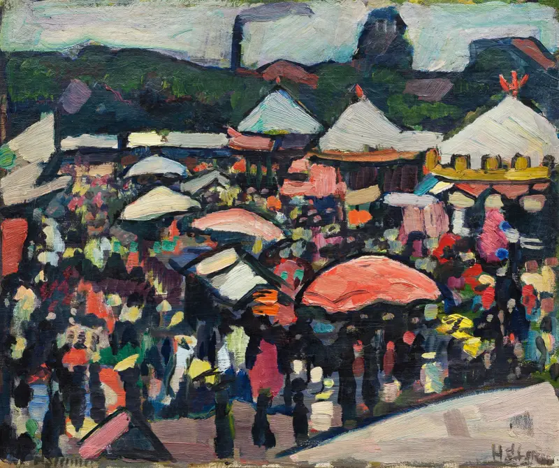 Marknad på Kesselbrink i Bielefeld av Hermann Stenner