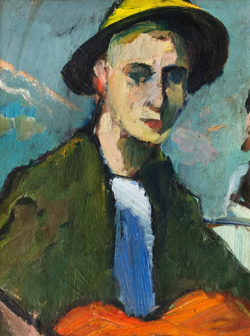 Selbstbildnis mit gelbem Hut av Hermann Stenner