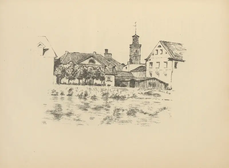 Uferstrasse in Mitau av Hermann Struck