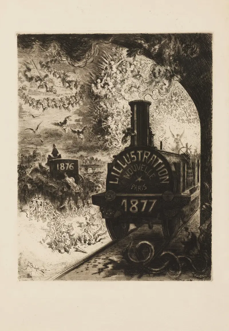 Frontespis till ’L’Illustration Nouvelle’ av Félix Hilaire Buhot