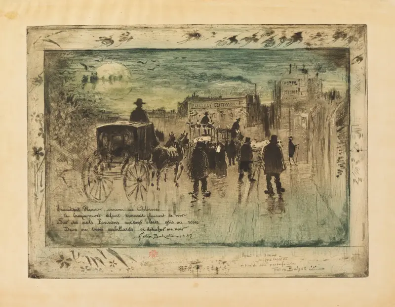 Begräbnisprozession auf dem Boulevard de Clichy von Félix Hilaire Buhot