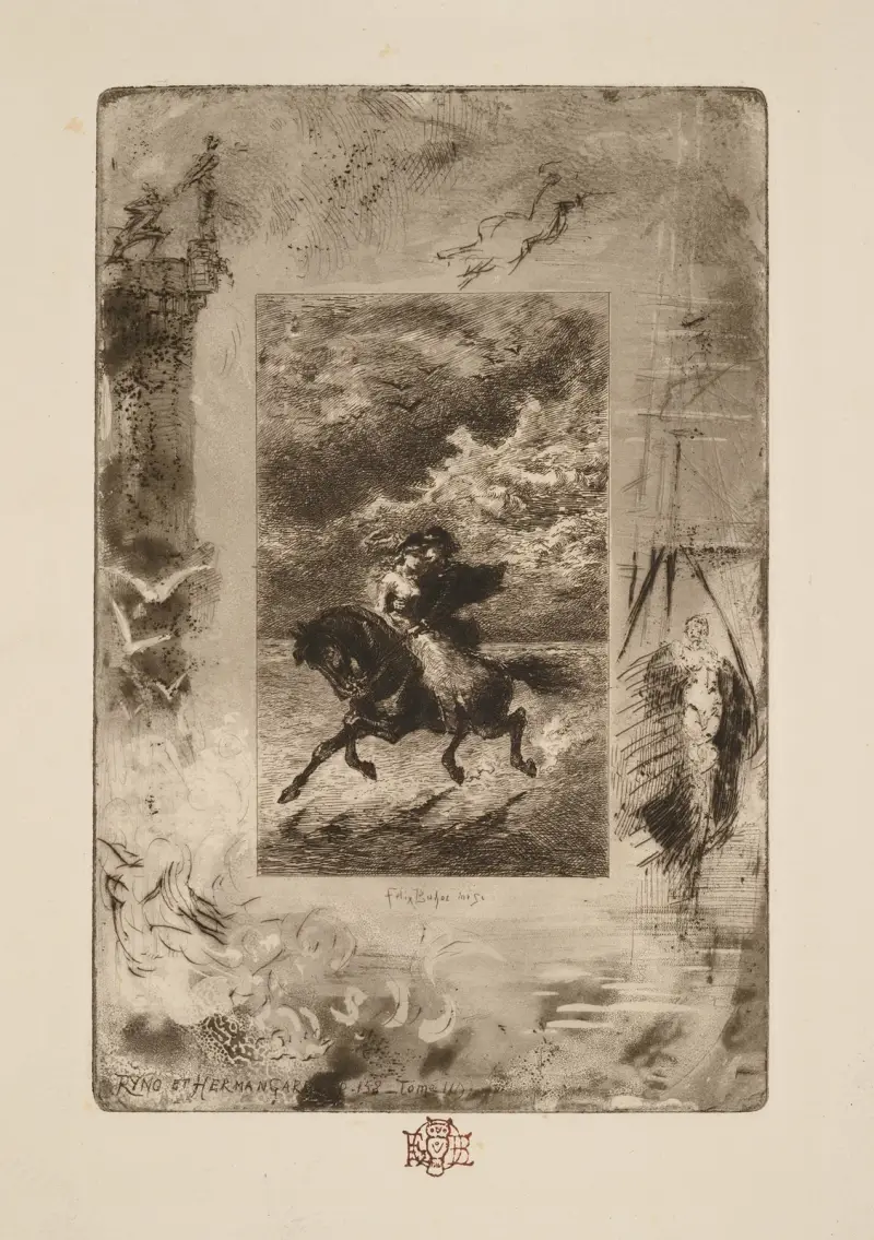 Ryno und Hermangarde, aus Eine alte Geliebte von Félix Hilaire Buhot
