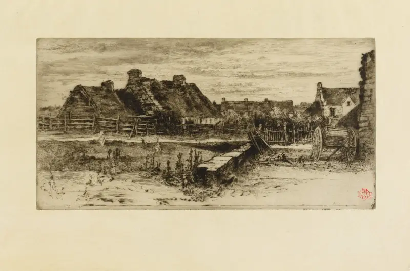 The Large Thatched Cottages av Félix Hilaire Buhot